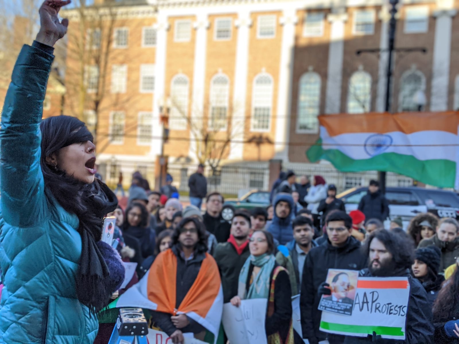 Anti CAA protest staged by Harvard students in Boston, USA