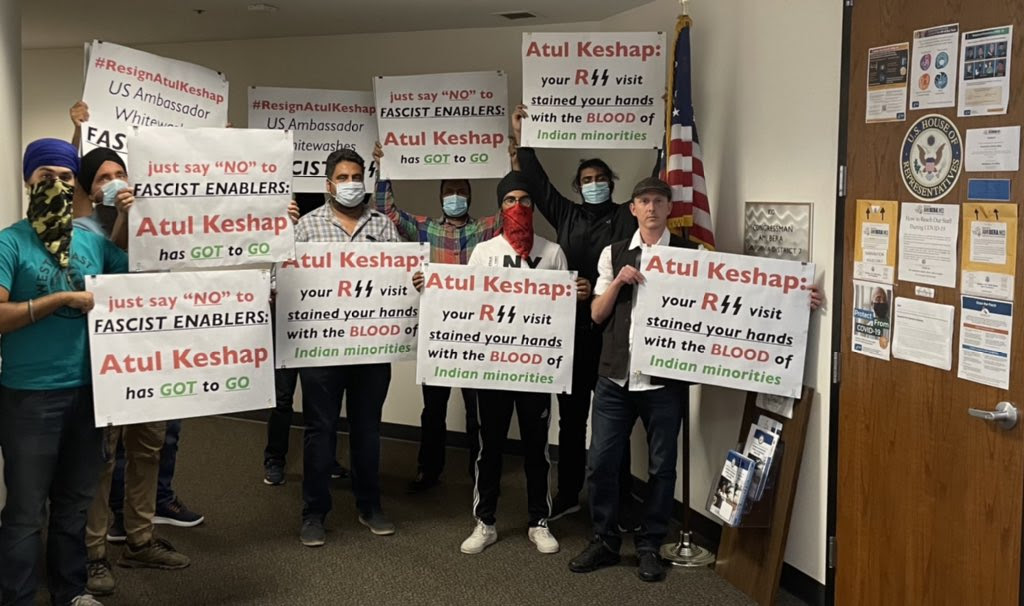 Group protests against US Ambassador Atul Keshap's RSS visit