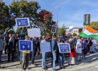 Hundreds of demonstrators across U.S. protest Facebook’s role in anti-Muslim hate speech, violence by Hindu extremists in India