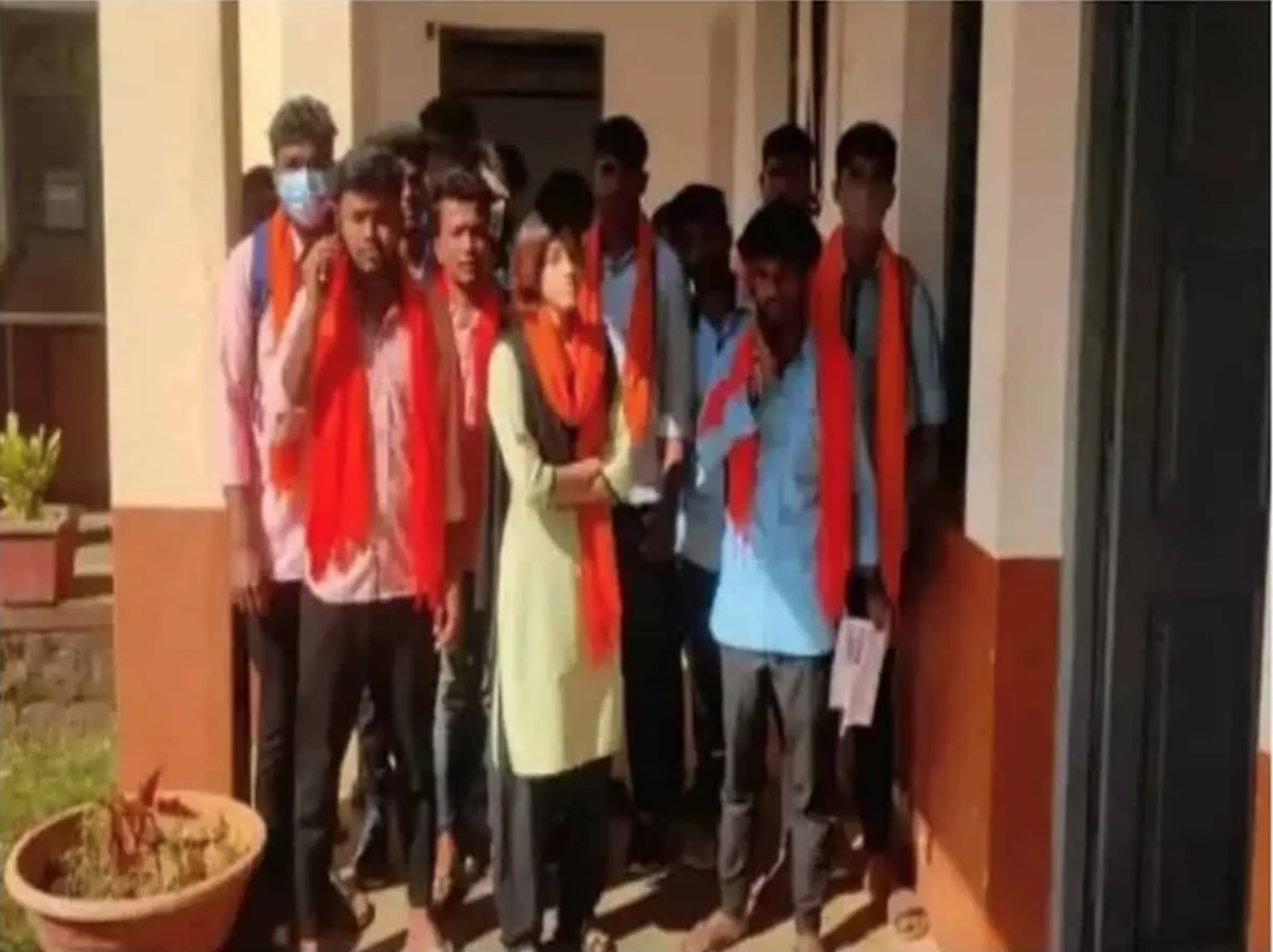 In Karnataka, students of govt run college don saffron scarves in protest against Muslim students wearing Hijab